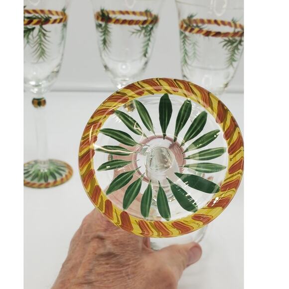 Hand Painted Christmas Wine Glasses With Etched Dots, Set of 4 - Picture 4 of 6